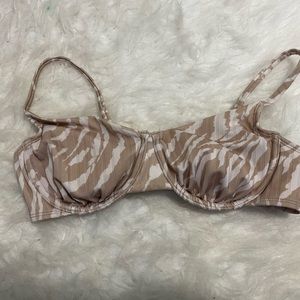 Brown & White Bikini Top